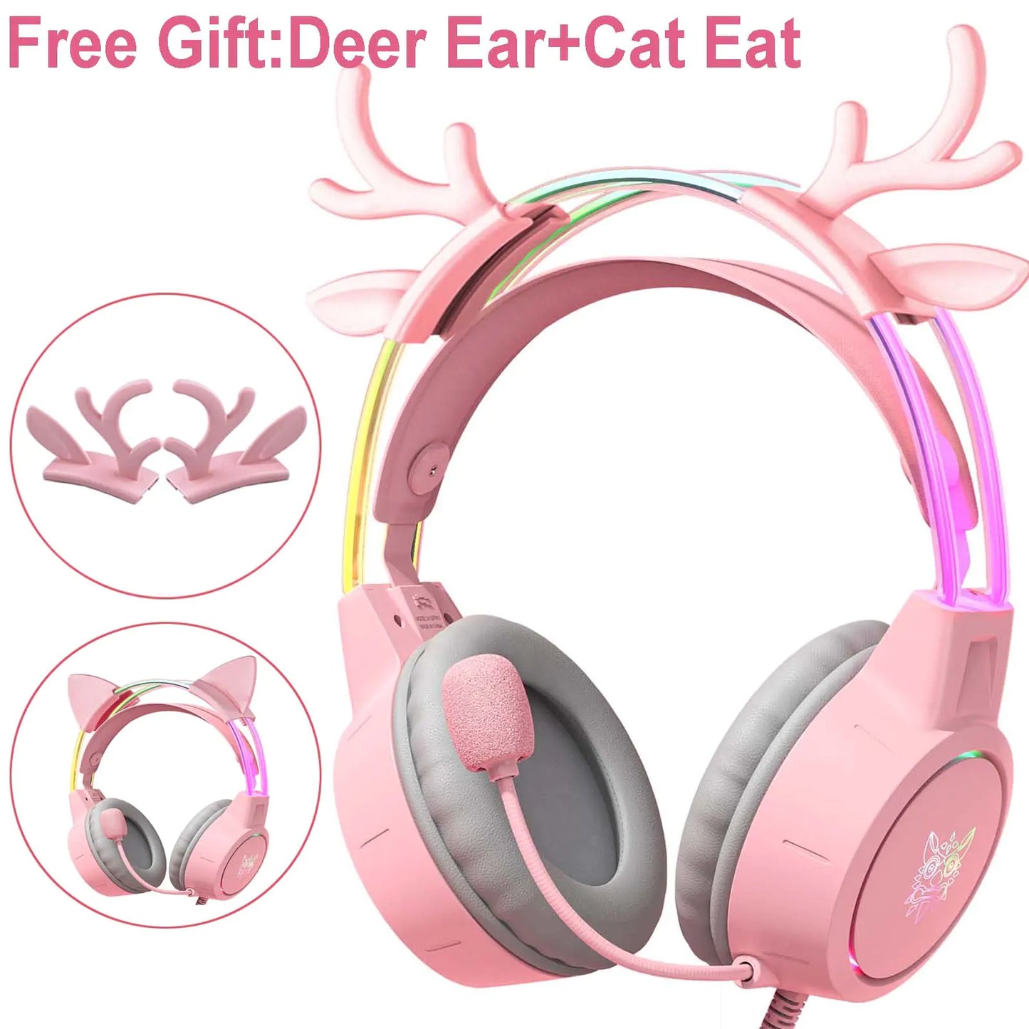 RGB Light Gamer Headset Cat Ear Gaming Headphones