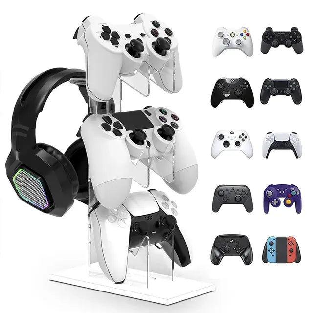 Universal 3-Layer Controller Stand and Headset Holder