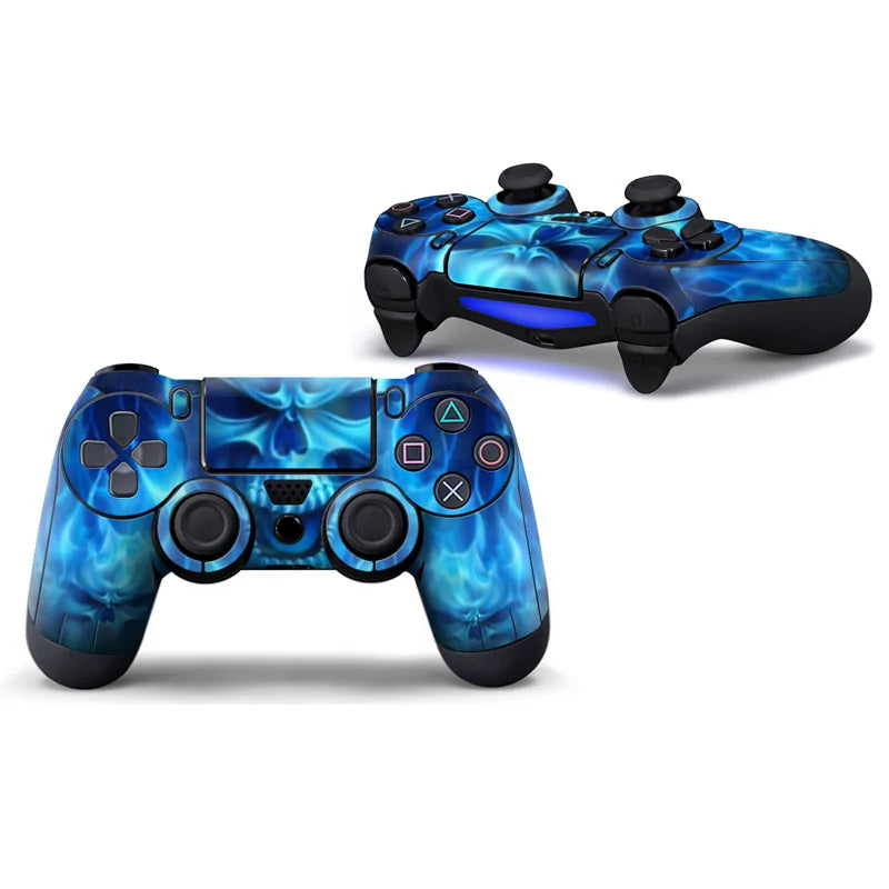 Blue Skull Protective Cover Sticker For PS4 Controller