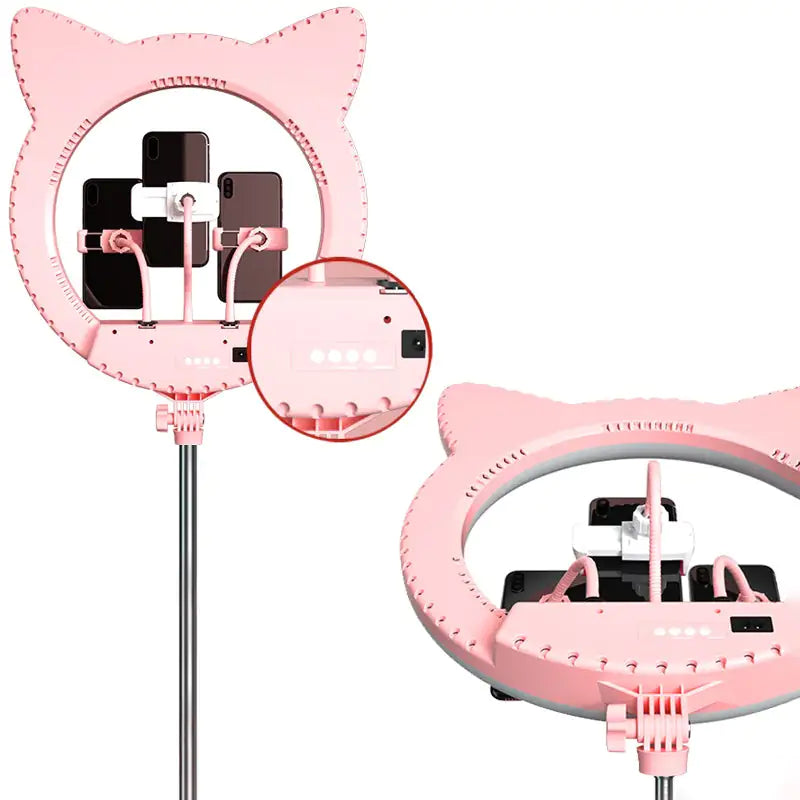 Ring Light With Cat Ear-Shaped Design